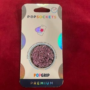 Popsocket Pop Grip Pink Glitter on Black Pop Socket Sawppable Pop Top